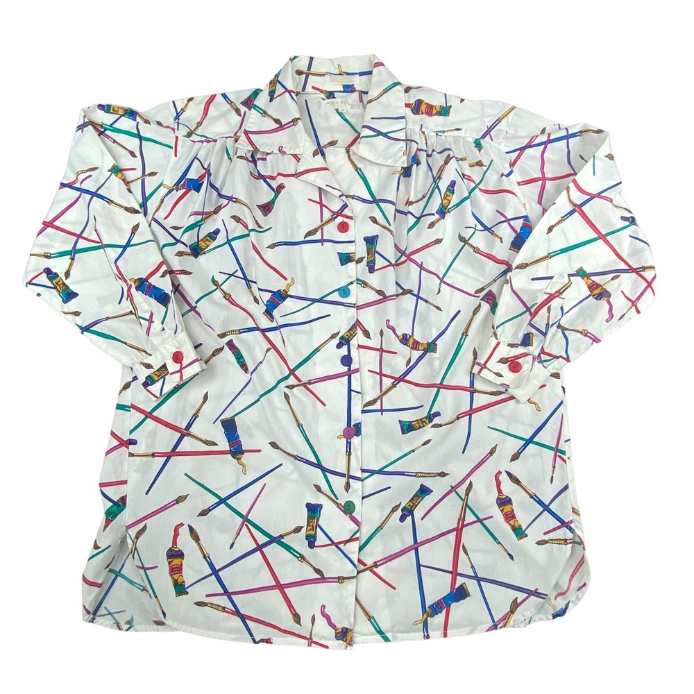 Vintage John Henry Artist Paint Print Button Down Shirt